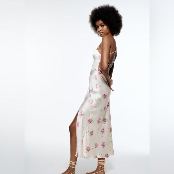 Zara Satin Floral Print Dress New - Picture 12 of 12